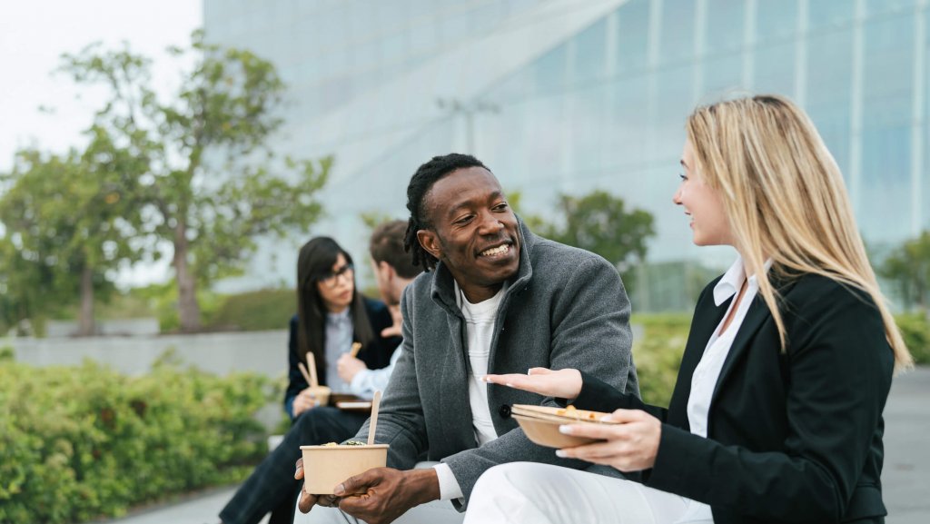 Two people having a conversation