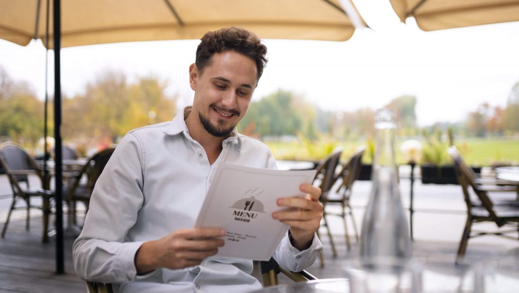 Man reading menu