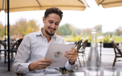 Man reading menu